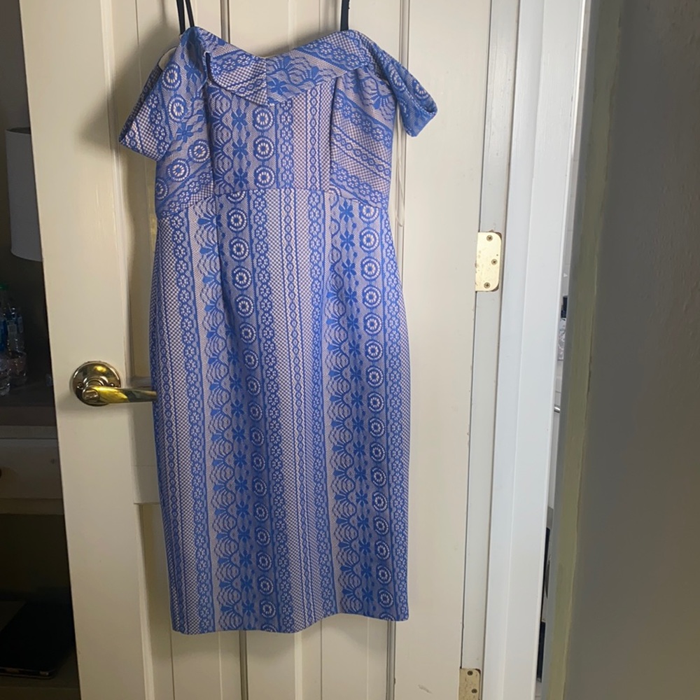 Off the shoulder cocktail midi dress